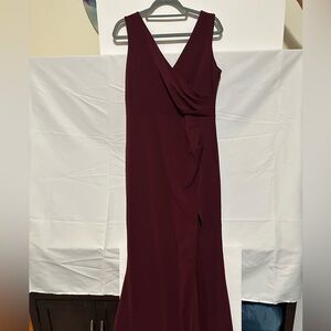 WOOSEA Women Sleeveless V Neck Split Evening Cocktail Long Dress size L